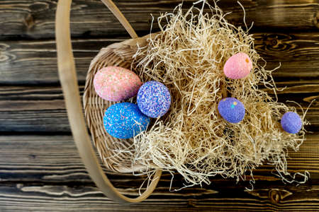 Happy easter! Flat Lay, Internet banner, postcard on Easterの写真素材