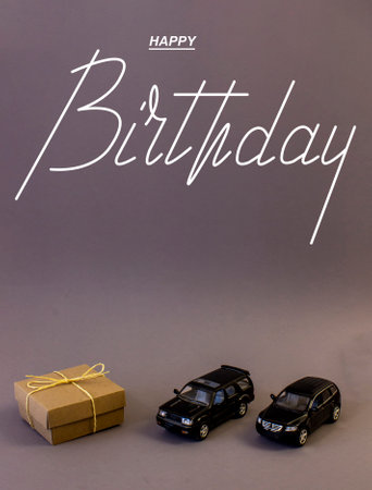 postcard, Internet banner, flat lay with a birthday greeting, with the inscription - happy birthday. for menの写真素材