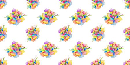 Seamless pattern with watercolor flower multicoloredの写真素材