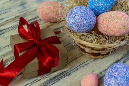 Happy easter! Flat Lay, Internet banner, postcard on Easter