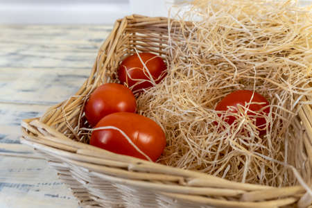 Tomatoes in a basket, vegetables, vegetarianism, healthy eatingの写真素材