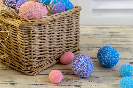 Happy easter! Flat Lay, Internet banner, postcard on Easterの写真素材