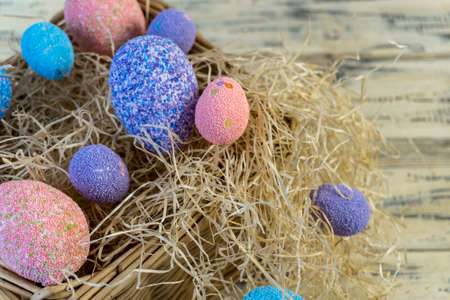 Happy easter! Flat Lay, Internet banner, postcard on Easter