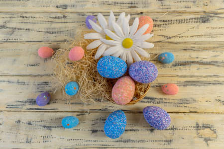 Happy easter! Flat Lay, Internet banner, postcard on Easterの写真素材