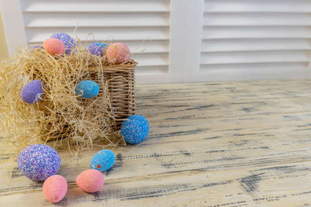 Happy easter! Flat Lay, Internet banner, postcard on Easter