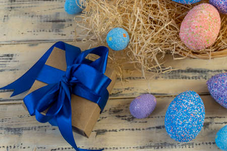Happy easter! Flat Lay, Internet banner, postcard on Easterの写真素材