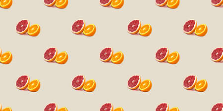Seamless pattern with lemon, orange and grapefruitの写真素材
