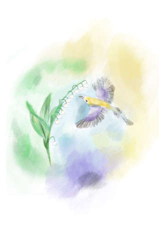 Hand drawing lily of the valley. Can be used for tattooの写真素材