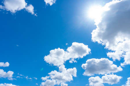 Beautiful blue sky with clouds in clear sunny weatherの写真素材