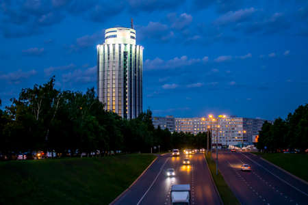 Photo of the night city, sunset in the city, in artistic processingの写真素材