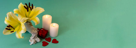 Flat lay with copy space for the wedding, birthday, party or other celebration.の写真素材