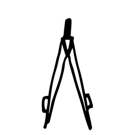 hand drawing of a compass design element on the theme of school and schoolchildren, doodleのイラスト素材