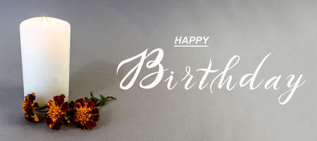 postcard, Internet banner, flat lay with a birthday greeting, with the inscription - happy birthday