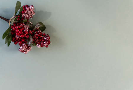 Christmas and New Year's flat lay with copy space and a New Year's toyの写真素材