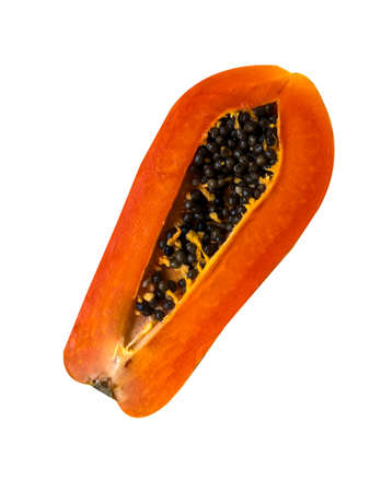 photo tropical fruit papaya on a white background, isolateの写真素材