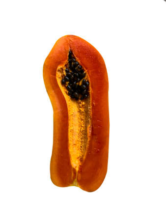 photo tropical fruit papaya on a white background, isolateの写真素材