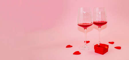 Happy Valentine's day! Card, online banner, greeting card, Flat lay on Valentine's Dayの写真素材