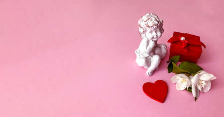 Happy Valentine's day! Card, online banner, greeting card, Flat lay on Valentine's Day