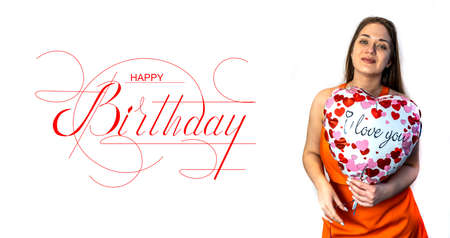 Happy Birthday! Birthday balloons. Banner, greeting cardの写真素材