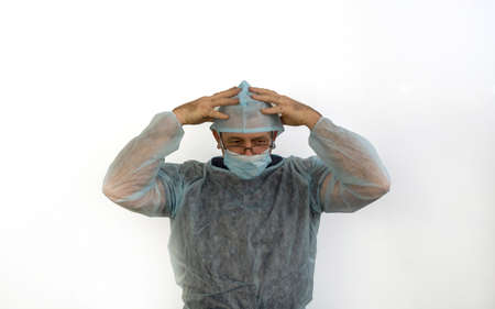 photo of male doctor on white background