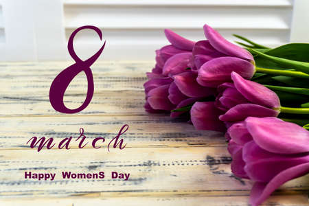 International Women's Day March 8! Flat Lay, banner, greeting card with flowers from March 8.の写真素材