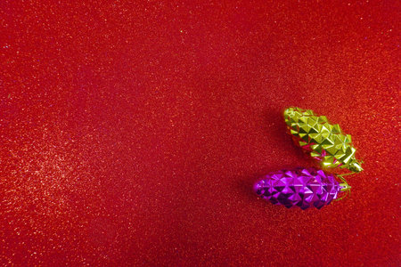 card, banner, flyer for christmas and new year on red backgroundの写真素材