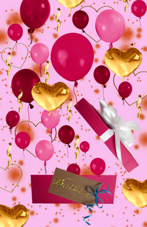 Beautiful card happy birthday with balloons