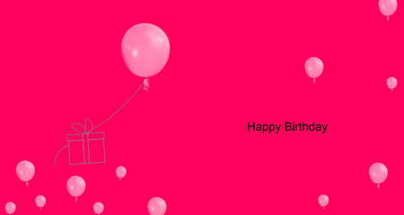 happy birthday card with balloonsの写真素材