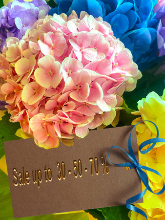 flyer or banner about discounts 30,50,70 percent for a holiday