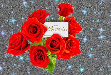 beautiful birthday card with flowers for a woman or a girlの写真素材