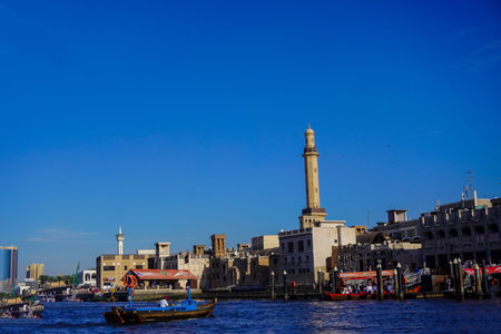 Dudai, UAE - March,18,2023: Dubai streets, houses and skyscrapers, Dubai Creek Canal,のeditorial素材