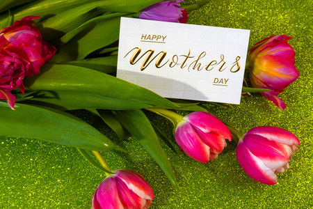 Happy mother's day! Card, Banner, flyer, Congratulations on Mother's Day, Bouquet of tulips
