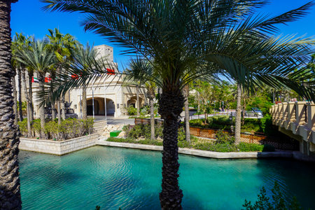 Dudai, UAE - March,18,2023: Dubai streets, houses and skyscrapers, Hotel Madinat Jumeirahのeditorial素材