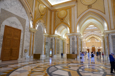 Abu Dhabi, UAE - March,16,2023: Abu Dhabi Royal Palace inside and outside,のeditorial素材
