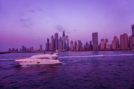 Dubai Marina in Dubai, UAE. View of the skyscrapers and the canal,の写真素材