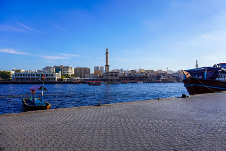 Dubai, UAE - March,18,2023: Dubai streets, houses and skyscrapers, Dubai Creek Canal,のeditorial素材