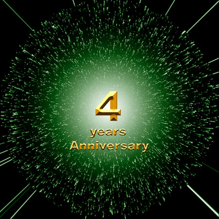 3d illustration of a 4th anniversary. golden numbers on a festive background. poster or card for anniversary celebration, partyの写真素材