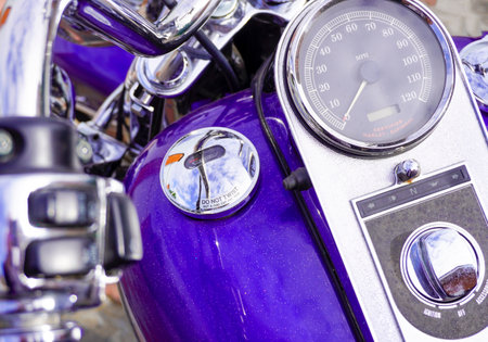 Nab. Chelny, Russia - August 26, 2023: motorcycle close-up Harley-Davidson Softail Heritageのeditorial素材