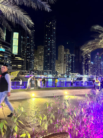 Dubai, UAE - March 19,2023: Dubai Marina in Dubai, UAE. View of the skyscrapers and the canalのeditorial素材