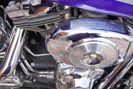 Nab. Chelny, Russia - August 26, 2023: motorcycle close-up Harley-Davidson Softail Heritageのeditorial素材