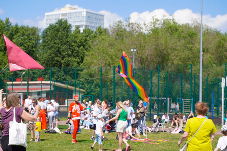 Naberezhnye Chelny, Russia - June 1, 2023 : People celebrate the holiday of summer and childhood in...