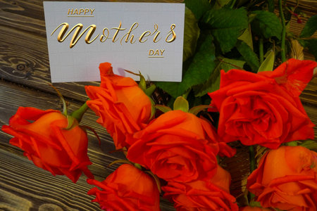 Happy mother's day! Card, Banner, flyer, Congratulations on Mother's Day, Bouquet of rosesの写真素材