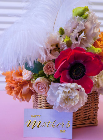 Happy mother's day! Card, Banner, flyer, Congratulations on Mother's Day, Bouquet of flowersの写真素材