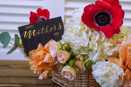 Happy mother's day! Card, Banner, flyer, Congratulations on Mother's Day, Bouquet of flowersの写真素材