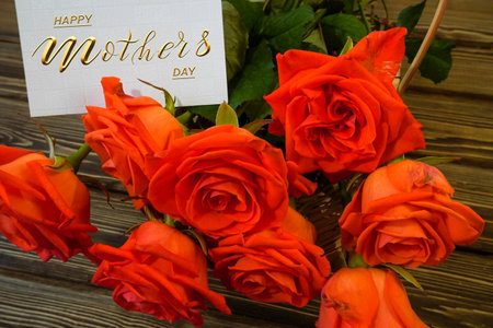 Happy mother's day! Card, Banner, flyer, Congratulations on Mother's Day, Bouquet of rosesの写真素材