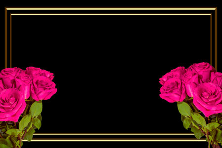 Flat Lay, postcard for death, funeral. beautiful pink rosesの写真素材