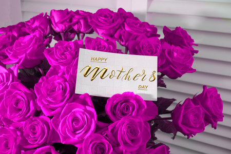 Happy mother's day! Card, Banner, flyer, Congratulations on Mother's Day, Bouquet of rosesの写真素材