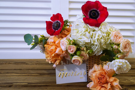 Happy mother's day! Card, Banner, flyer, Congratulations on Mother's Day, Bouquet of flowersの写真素材