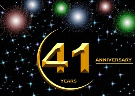 3d illustration, 41st anniversary. golden numbers on a festive background. poster or card for anniversary celebration, partyの写真素材