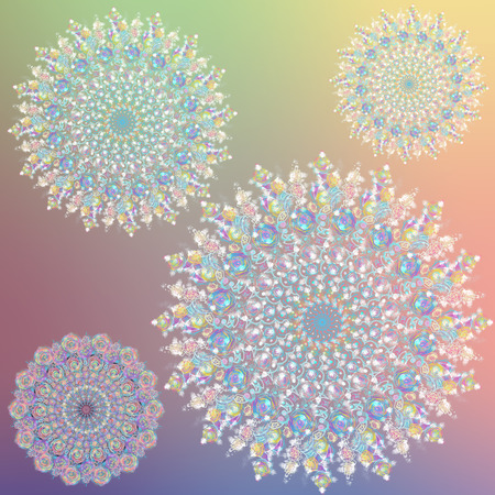 Blurred Background with snowflakes for Christmas and new year. Digital  Illustrations of snowflakes on a colorful background. Copy space Happy new year, Christmas decoration copy spaceの写真素材
